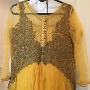 Beautiful Yellow Silk Net Indian Ethnic Dress